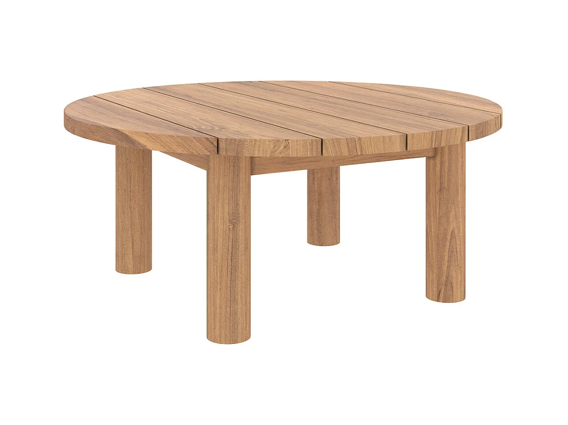 Table basse ronde de jardin en bois de teck massif D80 cm - Aurland