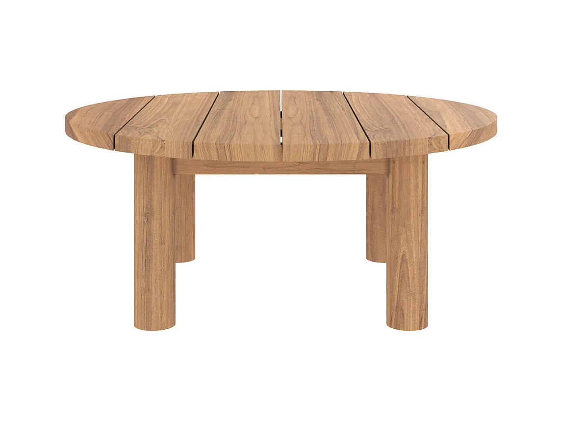 Table basse ronde de jardin en bois de teck massif D80 cm - Aurland