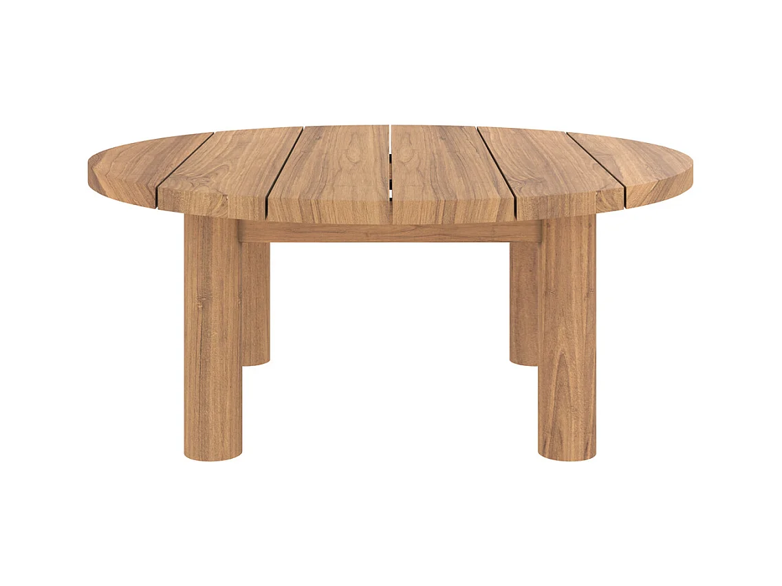 Table basse ronde de jardin en bois de teck massif D80 cm - Aurland