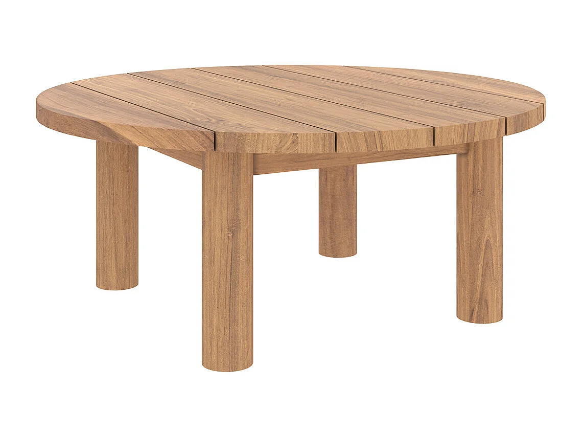 Table basse ronde de jardin en bois de teck massif D80 cm - Aurland