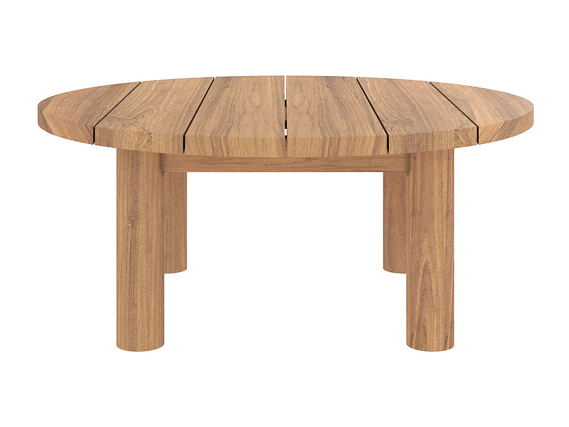 Table basse ronde de jardin en bois de teck massif D80 cm - Aurland