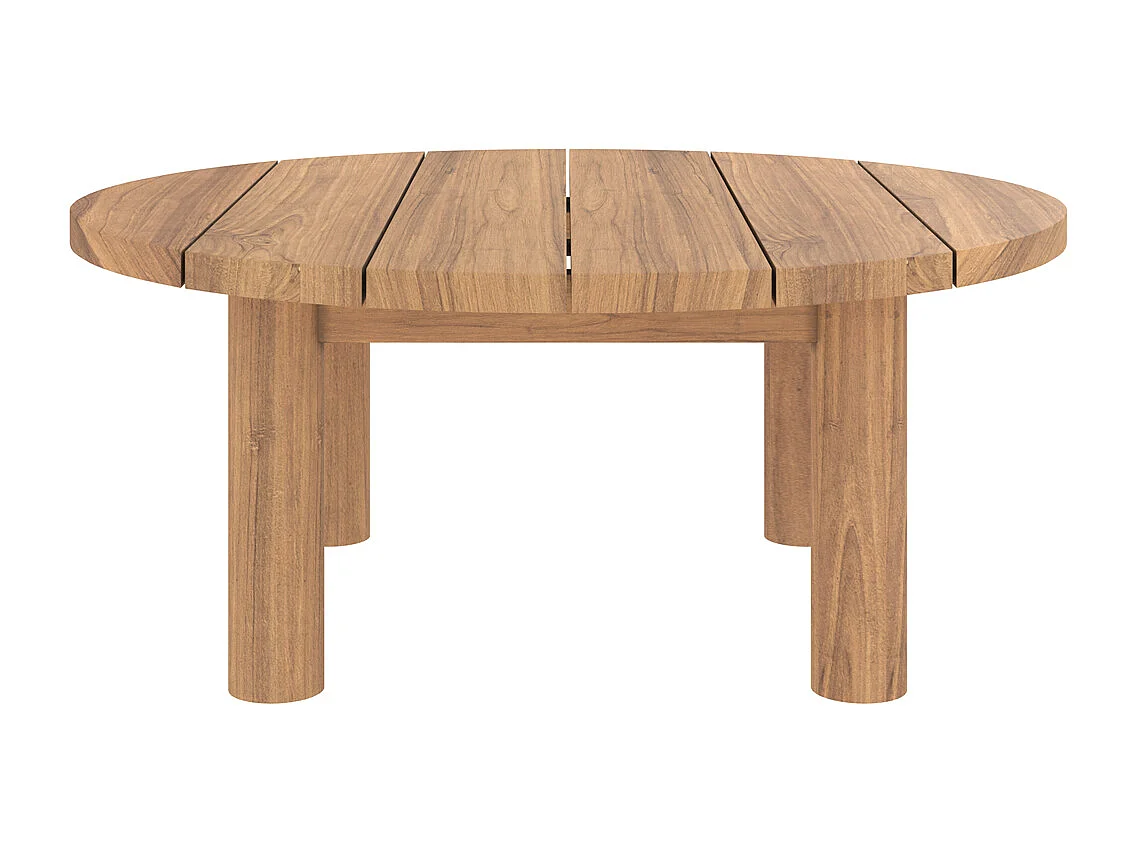 Table basse ronde de jardin en bois de teck massif D80 cm - Aurland