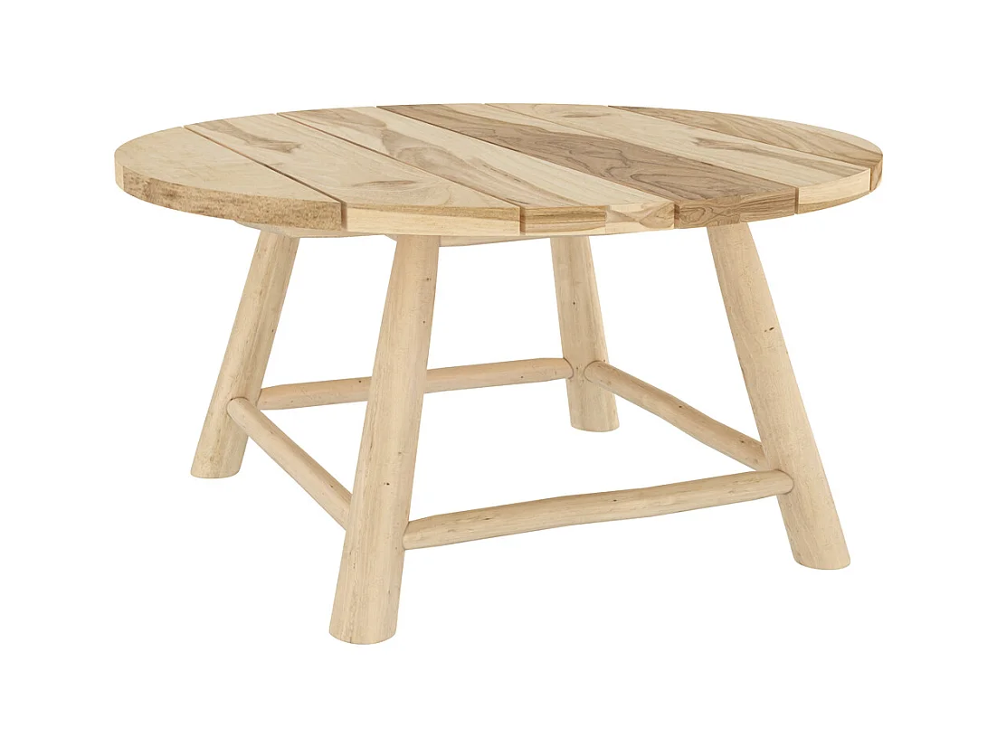 Tavolino da giardino in rami di teak D80 cm - Makam