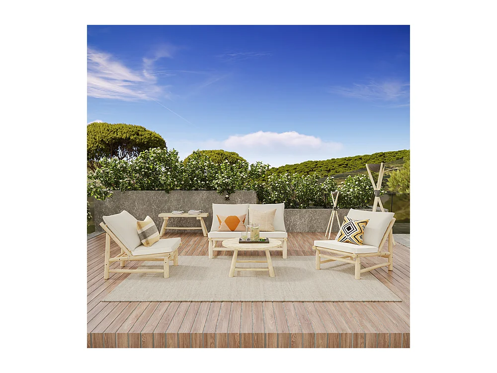 Tavolino da giardino in rami di teak D80 cm - Makam