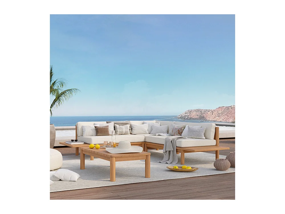 Tavolino da giardino rettangolare in legno massiccio di teak - Nadila