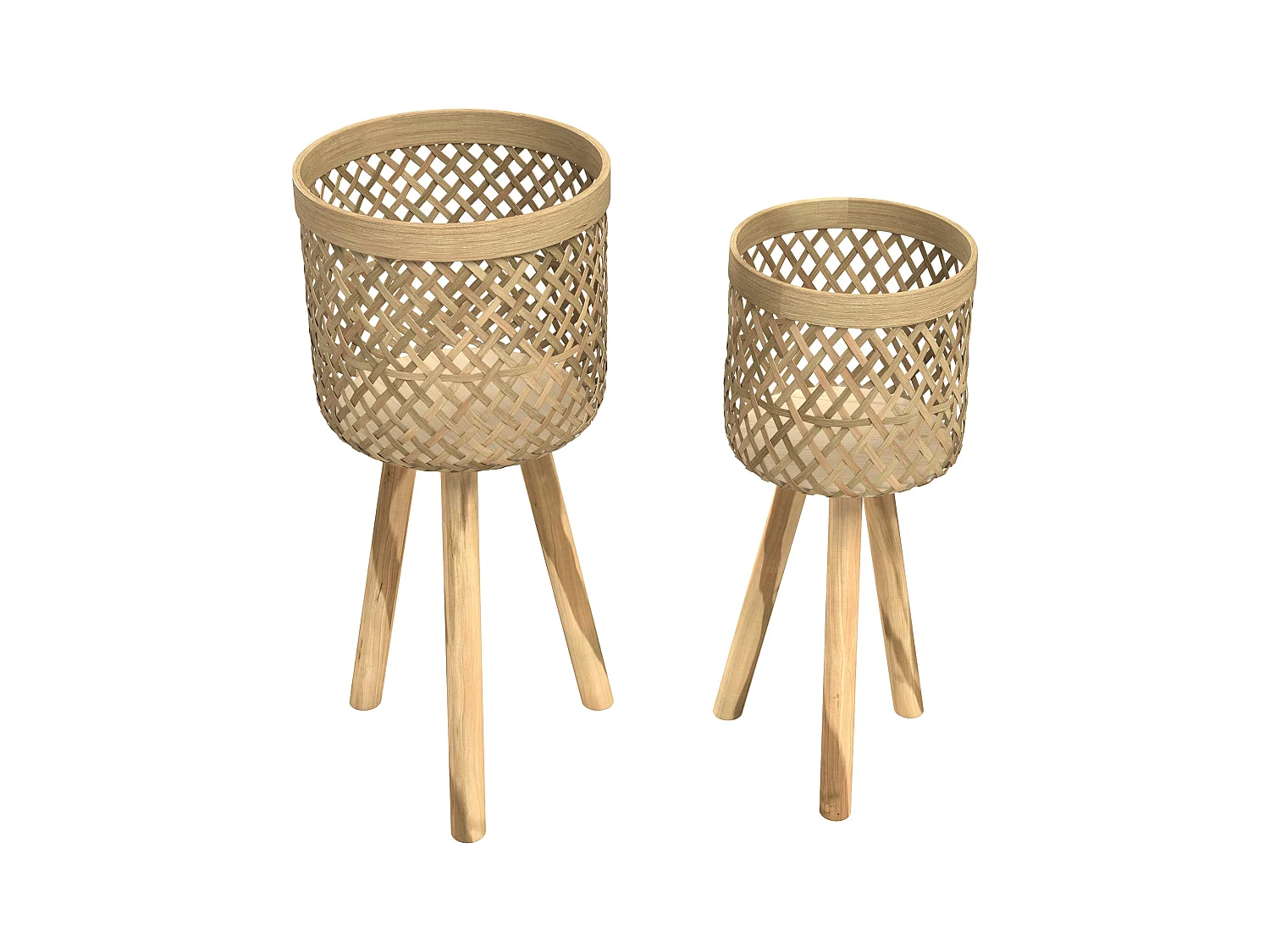 Jardinera con pie de teca y bambú (juego de 2) - Landi