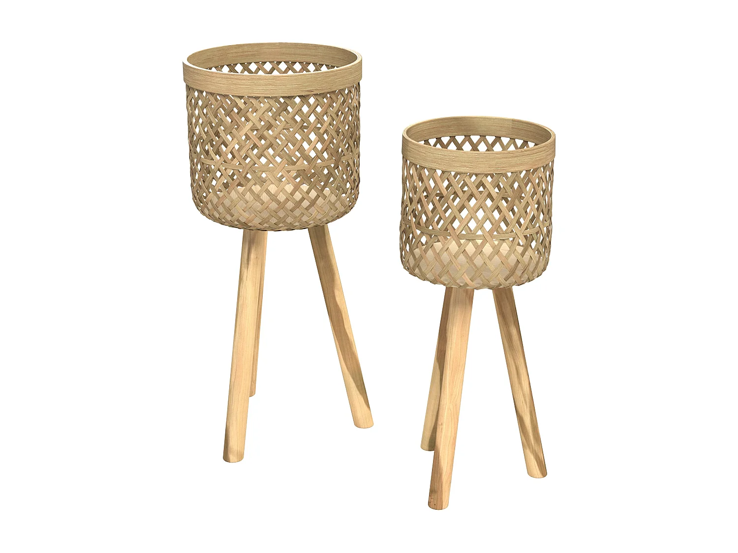 Jardinera con pie de teca y bambú (juego de 2) - Landi