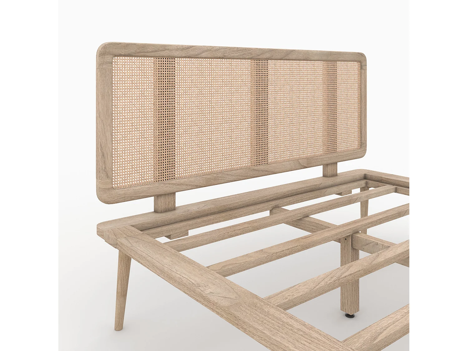 Cama doble 140x190 cm en madera y caña - Adik