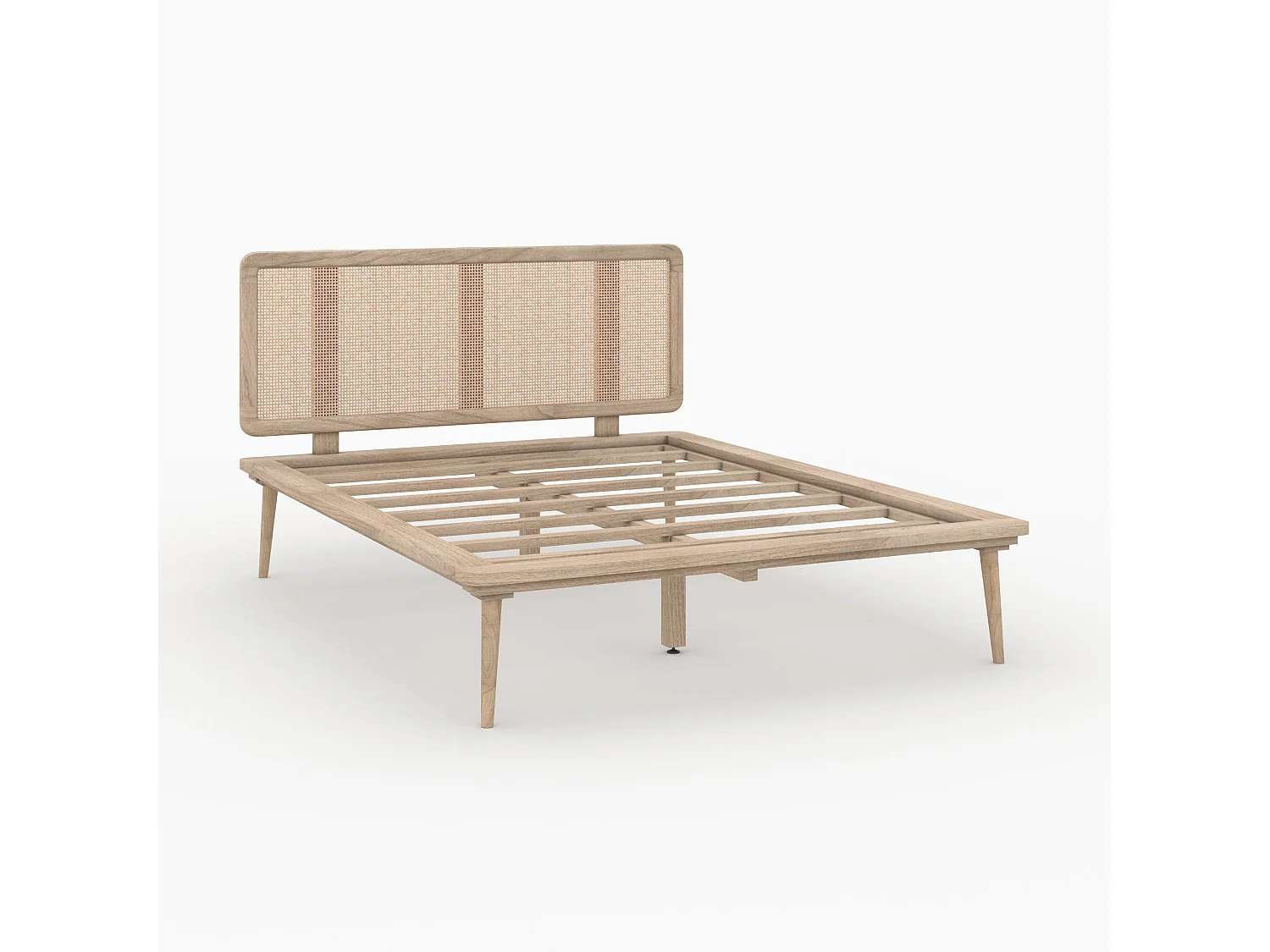 Cama doble 140x190 cm en madera y caña - Adik
