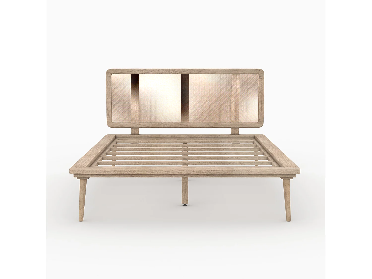 Cama doble 140x190 cm en madera y caña - Adik