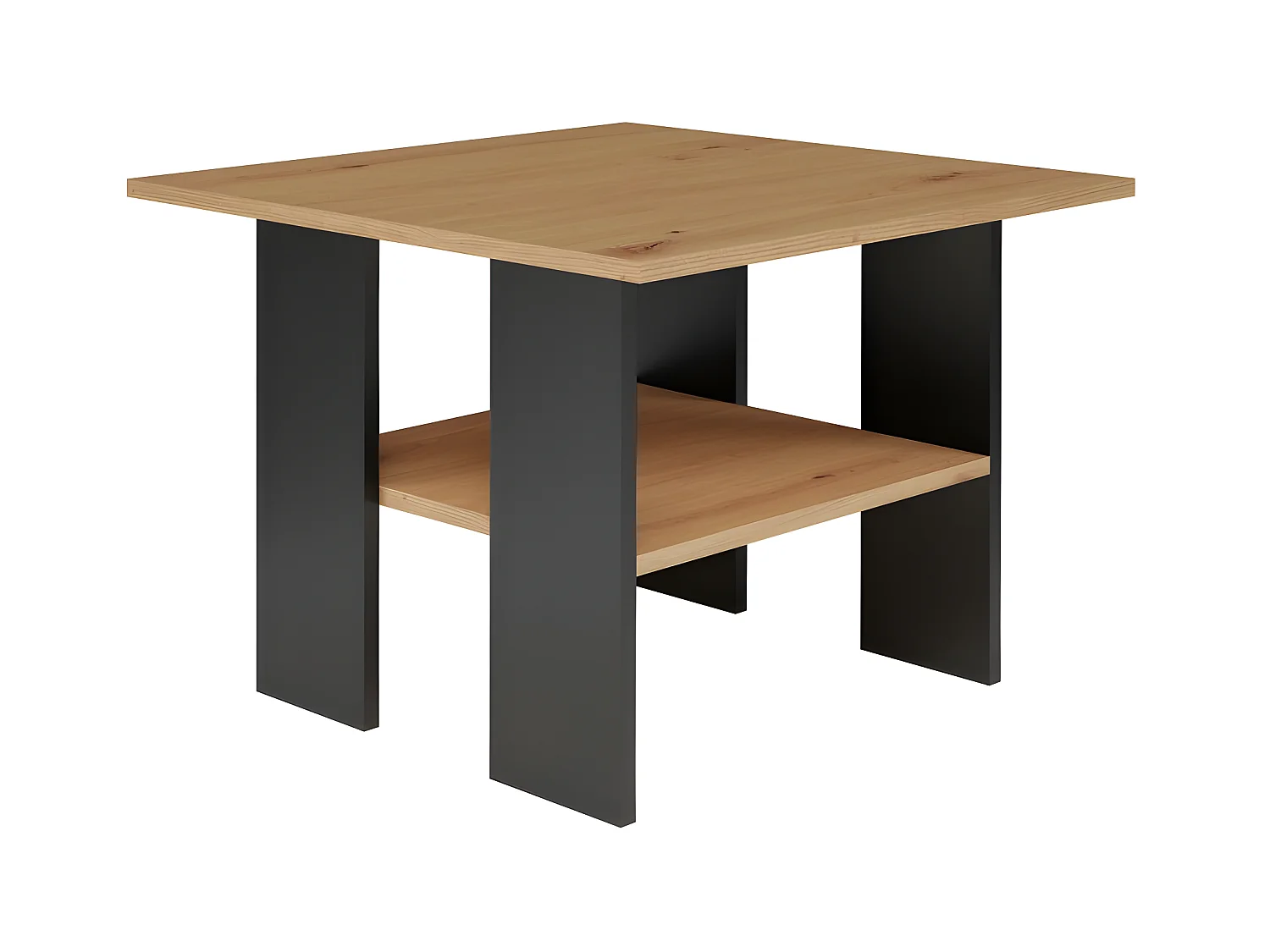 AURA - Mesa de centro cuadrada de estilo industrial - 60x60x45 cm - Mesa de centro con decoración de madera