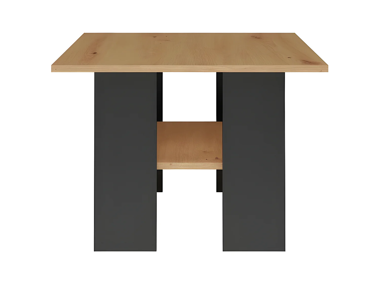 AURA - Mesa de centro cuadrada de estilo industrial - 60x60x45 cm - Mesa de centro con decoración de madera