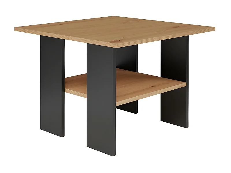 AURA - Couchtisch caréé industrieller Stil - 60x60x45 cm - Couchtisch Holzdekor