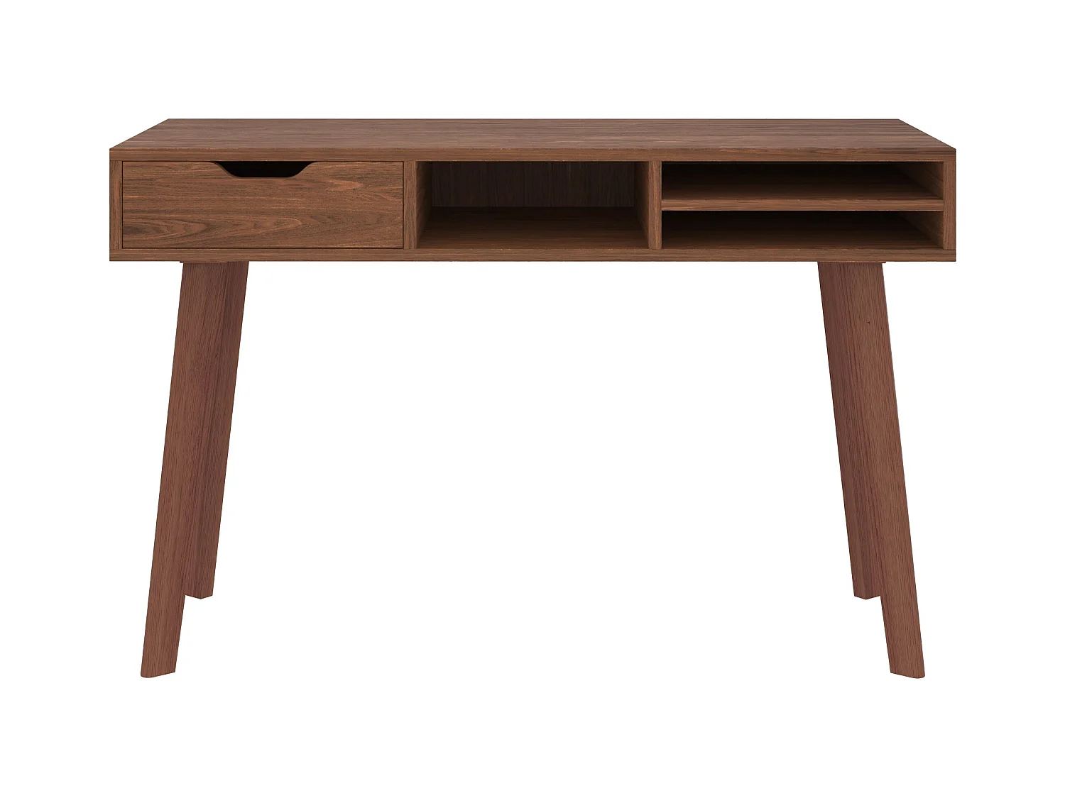 Scrivania con 1 cassetto e 3 nicchie in legno scuro - Moka