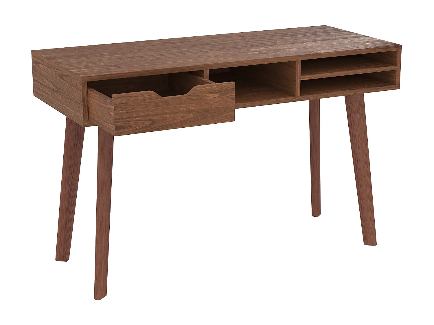 Scrivania con 1 cassetto e 3 nicchie in legno scuro - Moka