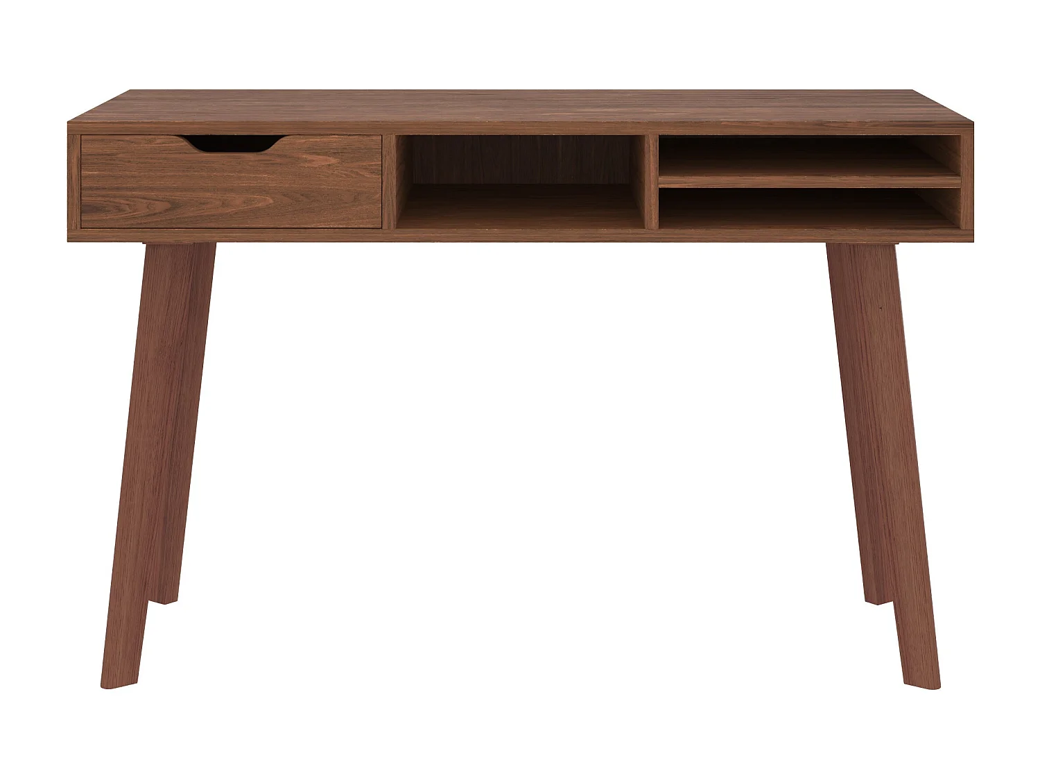 Scrivania con 1 cassetto e 3 nicchie in legno scuro - Moka