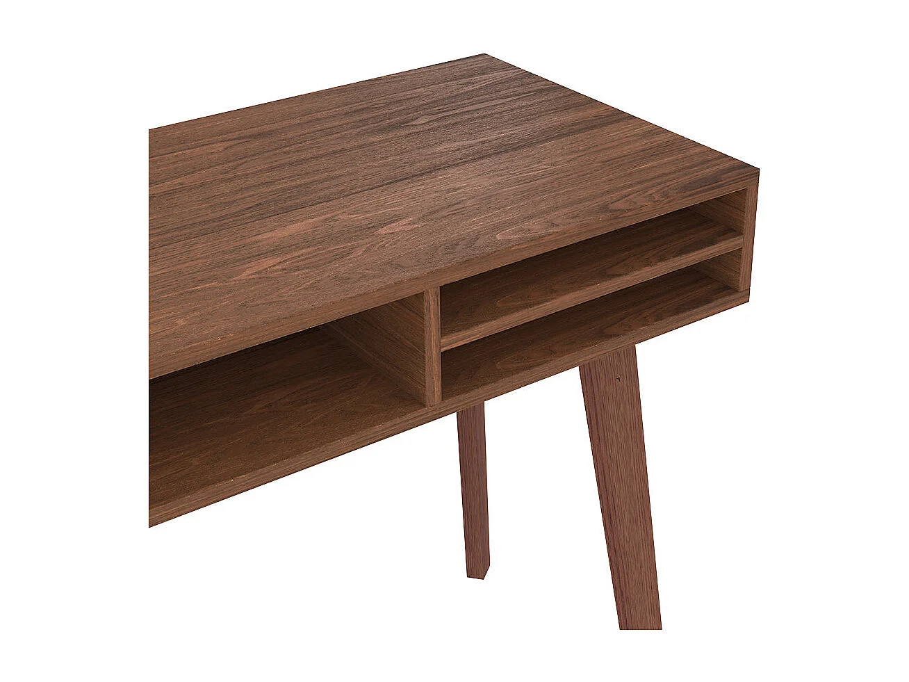 Scrivania con 1 cassetto e 3 nicchie in legno scuro - Moka