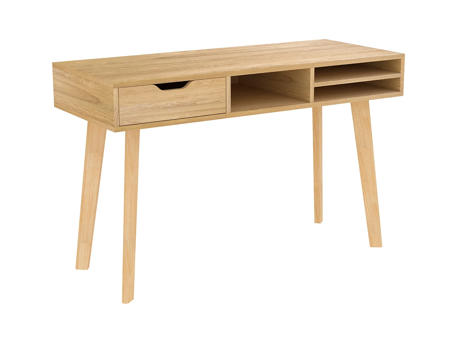 Bureau 1 tiroir et 3 niches en bois clair - Moka
