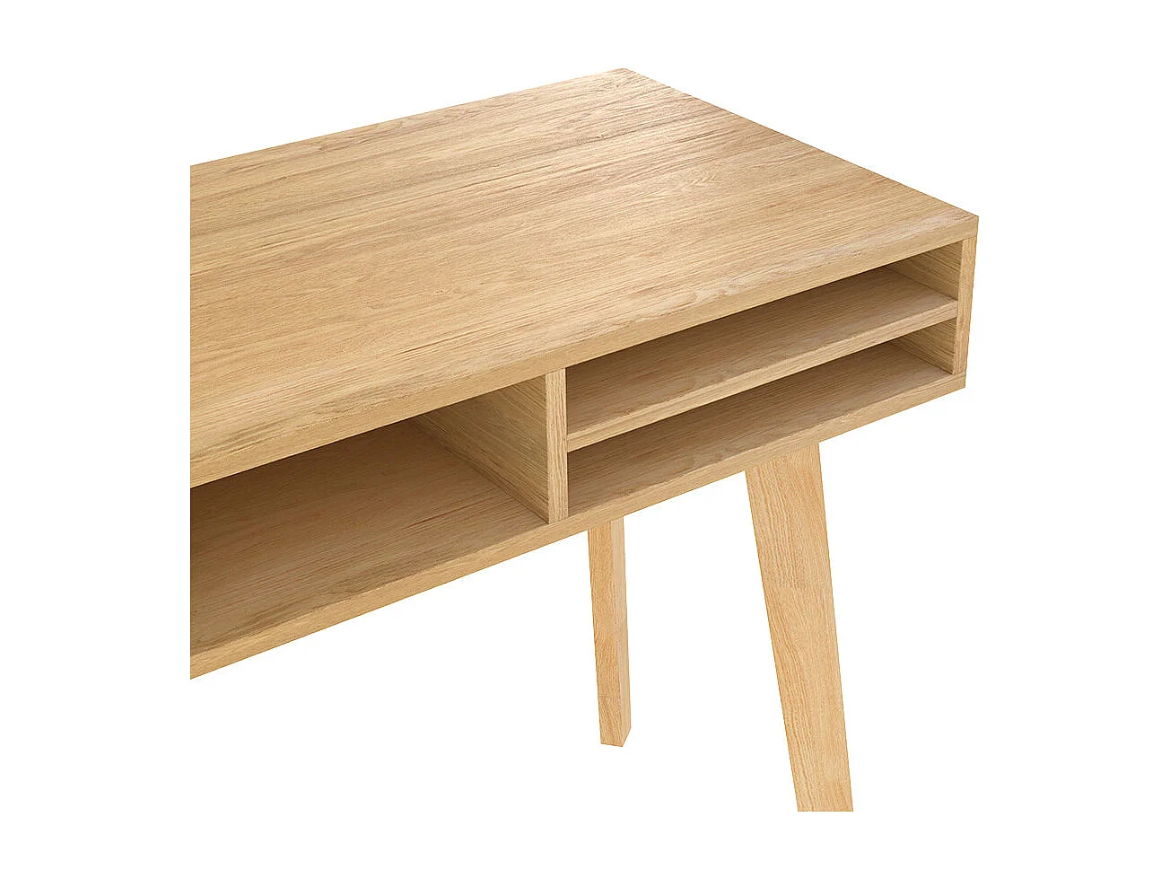 Scrivania con 1 cassetto e 3 nicchie in legno chiaro - Moka