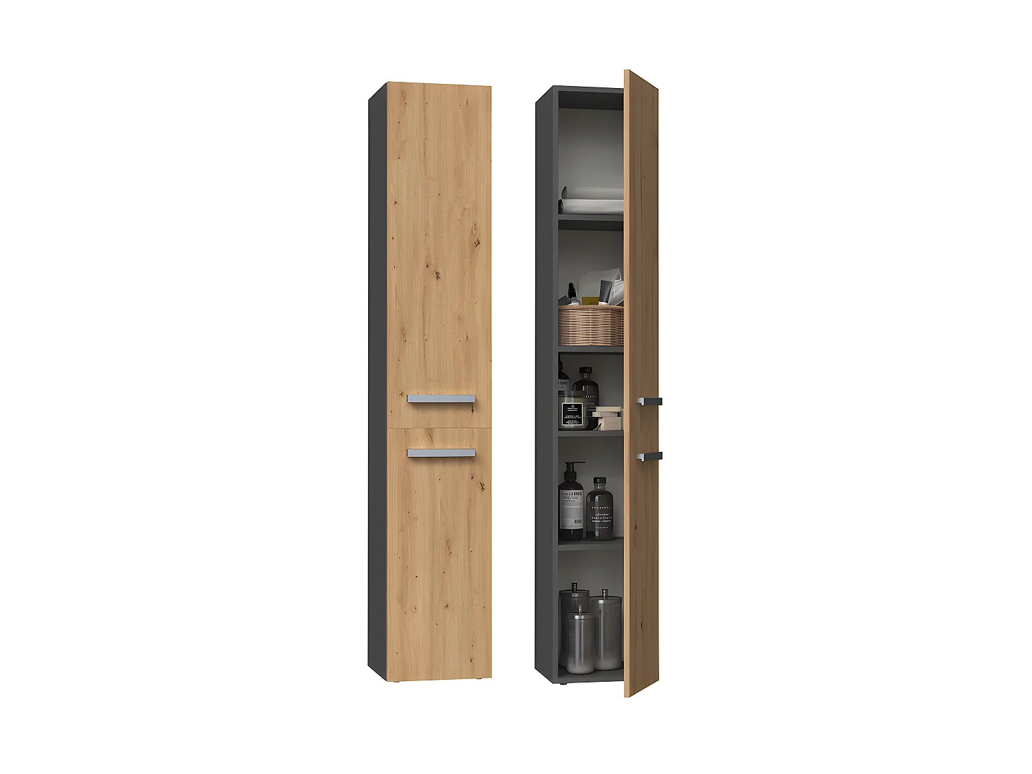 KOMMA - Mueble de baño con 2 puertas - 31x30x174 cm - Columna de almacenaje para baño