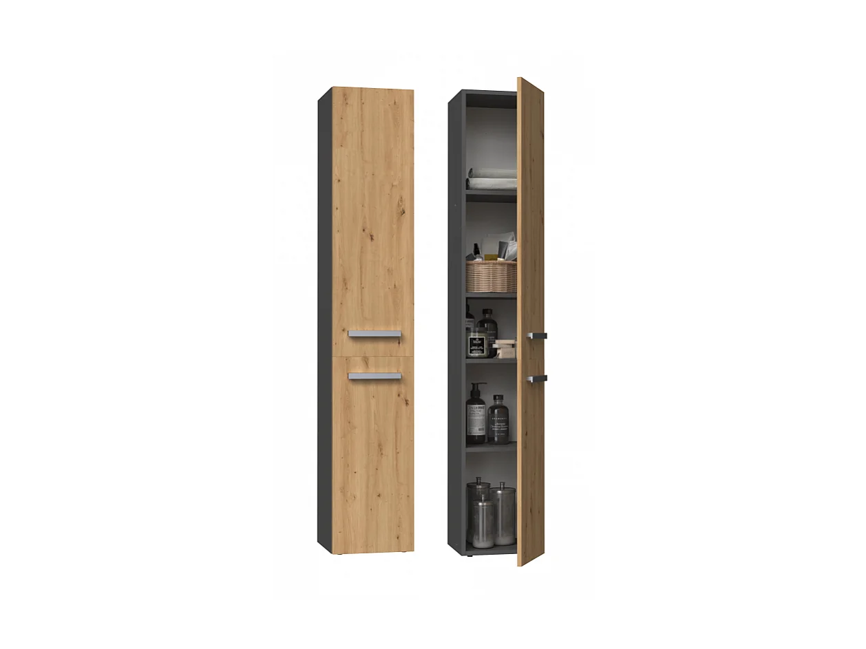 KOMMA - Mueble de baño con 2 puertas - 31x30x174 cm - Columna de almacenaje para baño