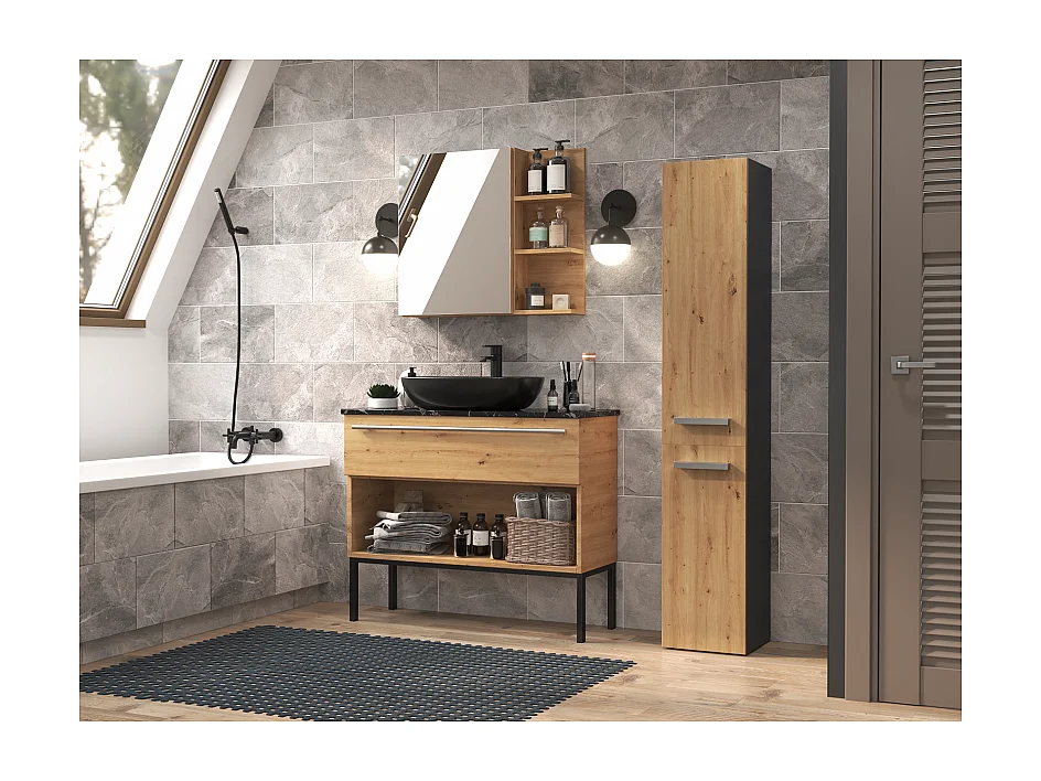 KOMMA - Mueble de baño con 2 puertas - 31x30x174 cm - Columna de almacenaje para baño