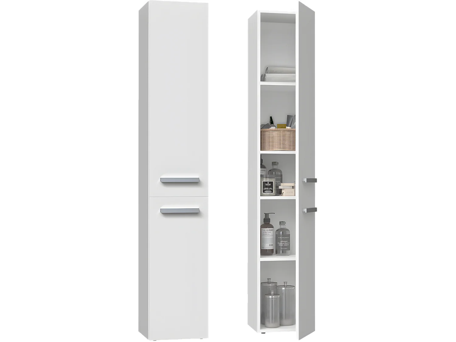 KOMMA - Meuble salle de bain 2 portes - 31x30x174 cm - Colonne rangement SDB