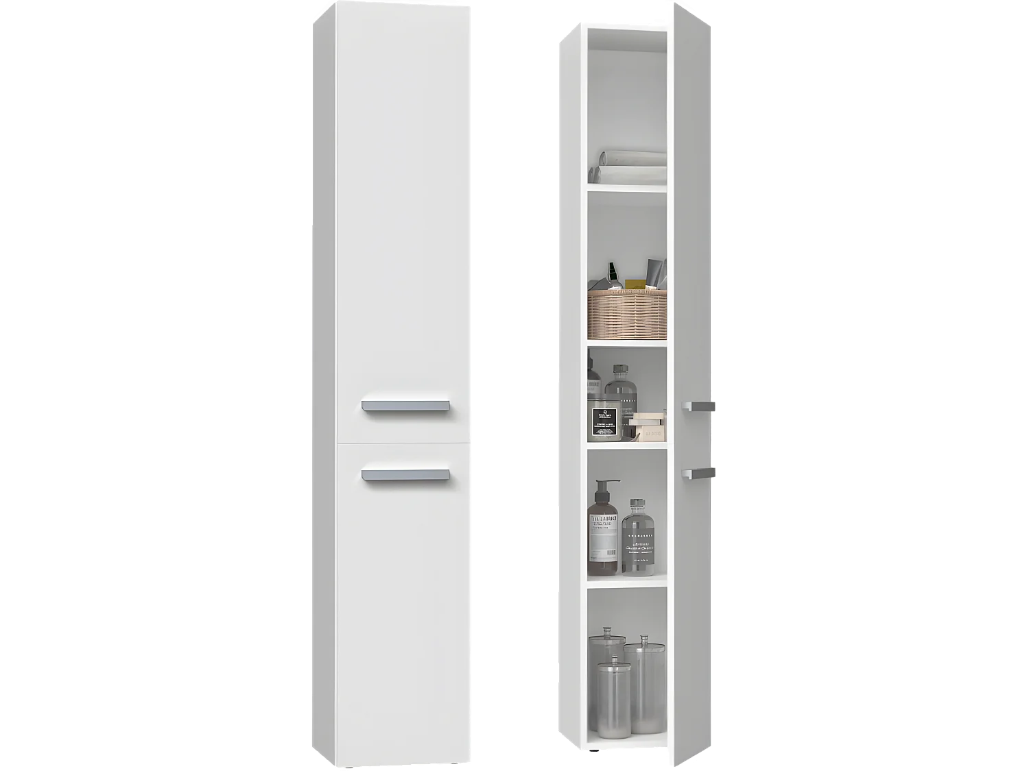 KOMMA - Mobile bagno a 2 ante - 31x30x174 cm - Colonna portaoggetti bagno