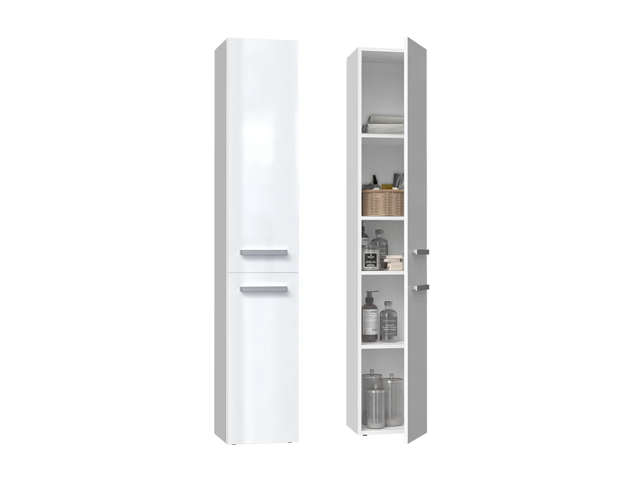 KOMMA - Meuble salle de bain 2 portes - 31x30x174cm - Colonne rangement SDB