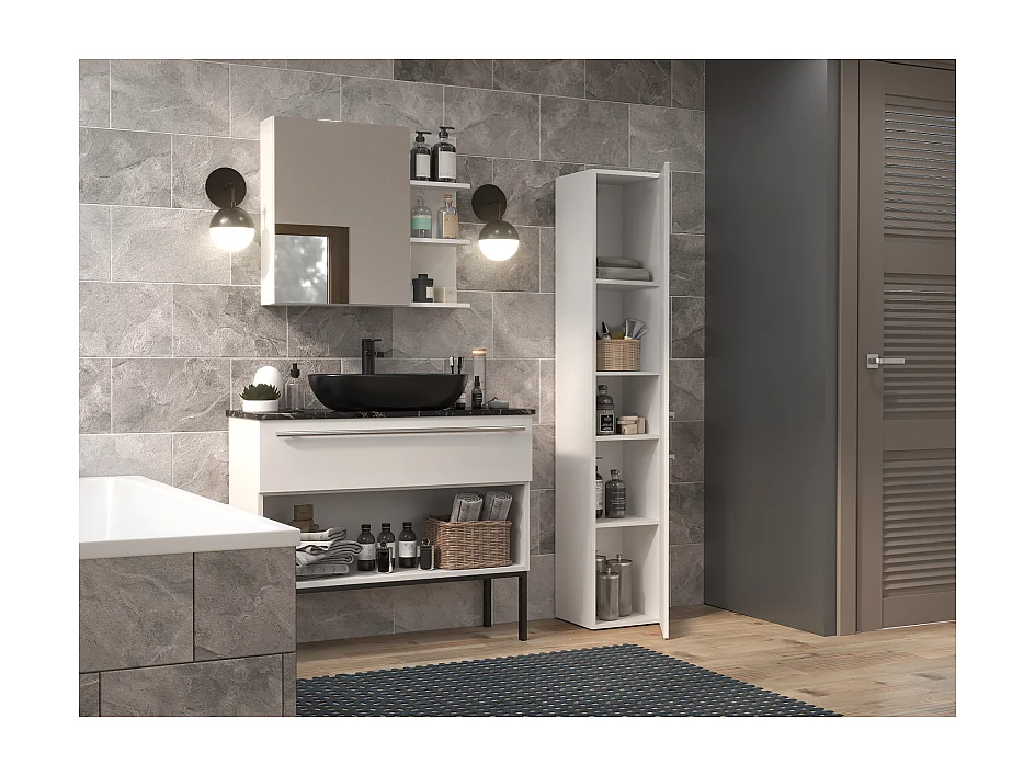 KOMMA - Meuble salle de bain 2 portes - 31x30x174cm - Colonne rangement SDB