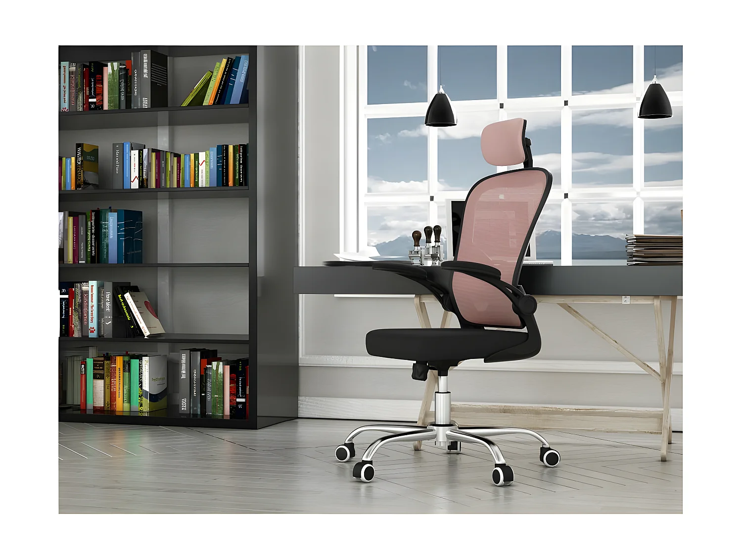JEANA - Fauteuil de bureau ergonomique - Hauteur ajustable - Avec accoudoirs - Chaise de bureau pivotante