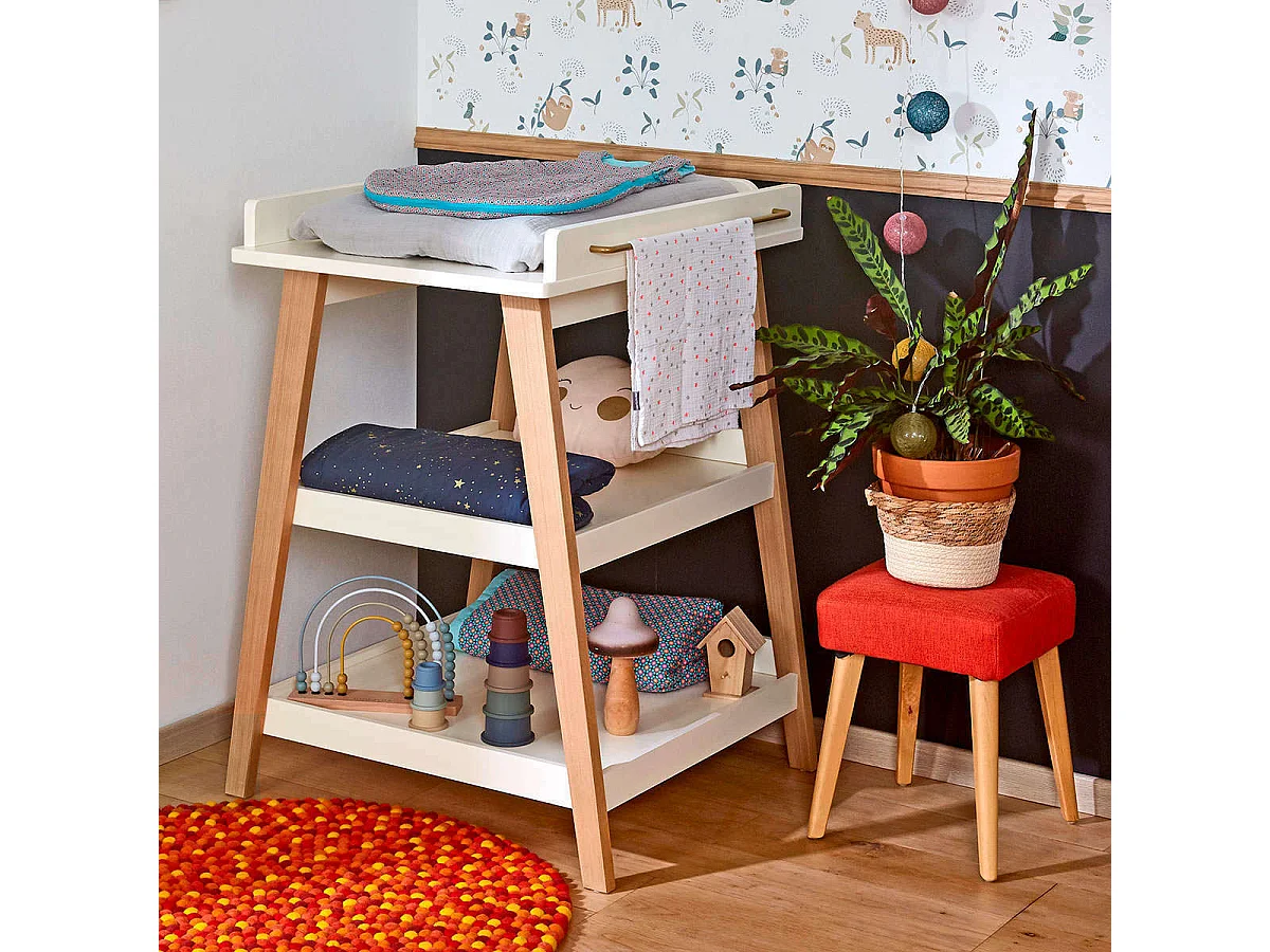 Table à langer  bois massif blanc et bois OLYMPE