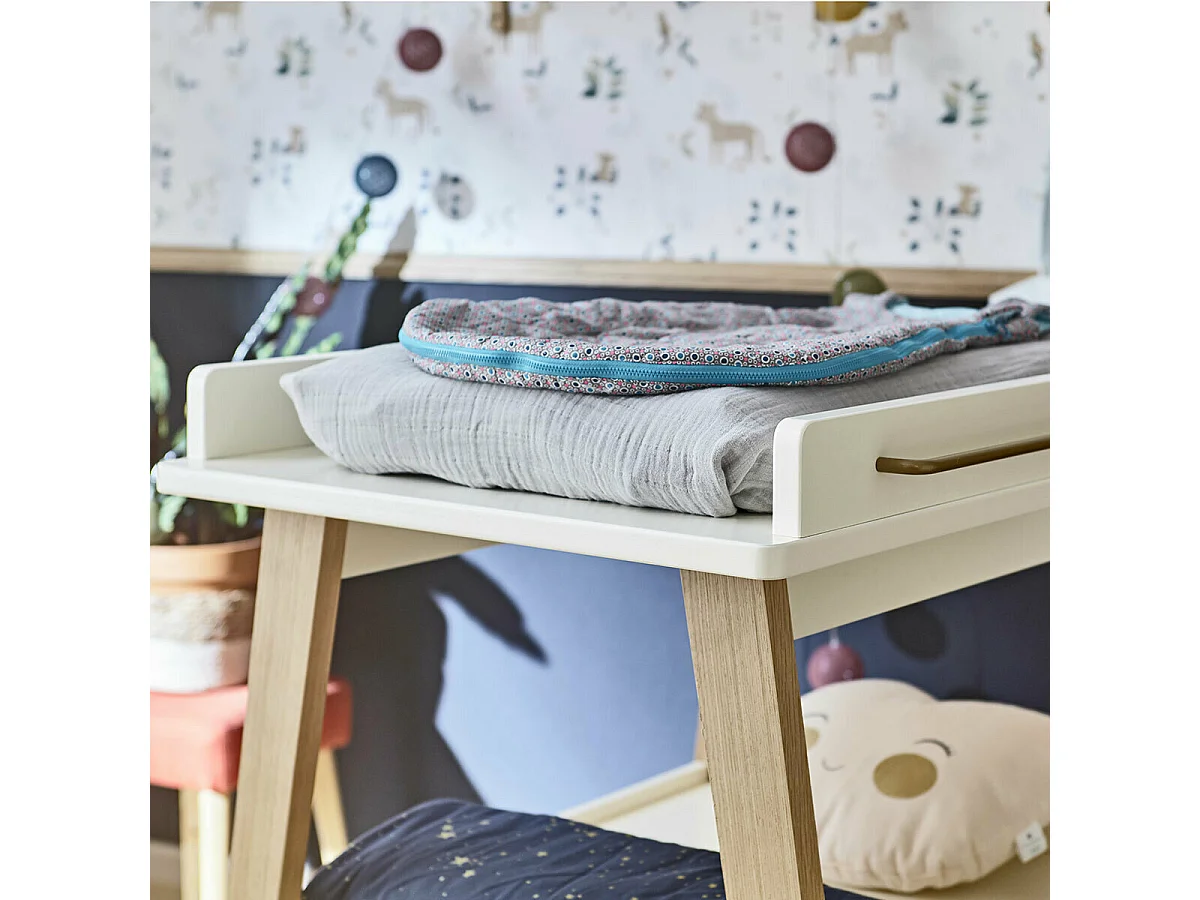 Table à langer  bois massif blanc et bois OLYMPE