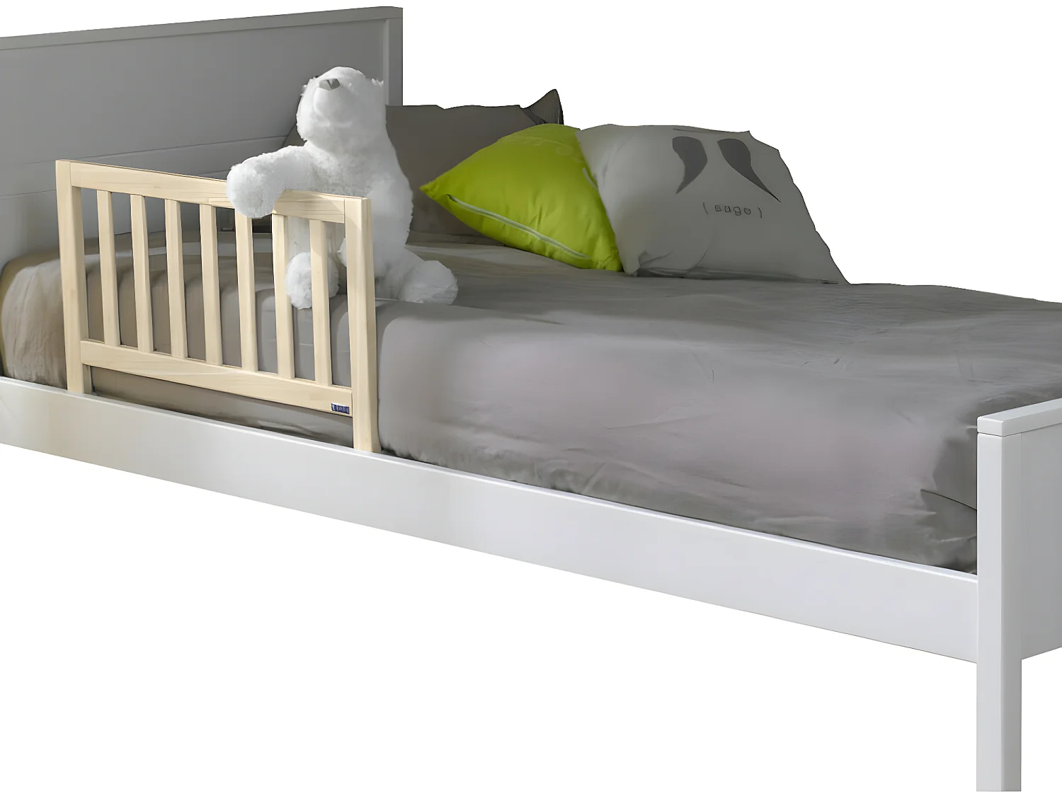 Barrière De Lit Enfant Ava En Bois Massif - 70x40 Cm, Brut - Universelle, Sécurité Transition