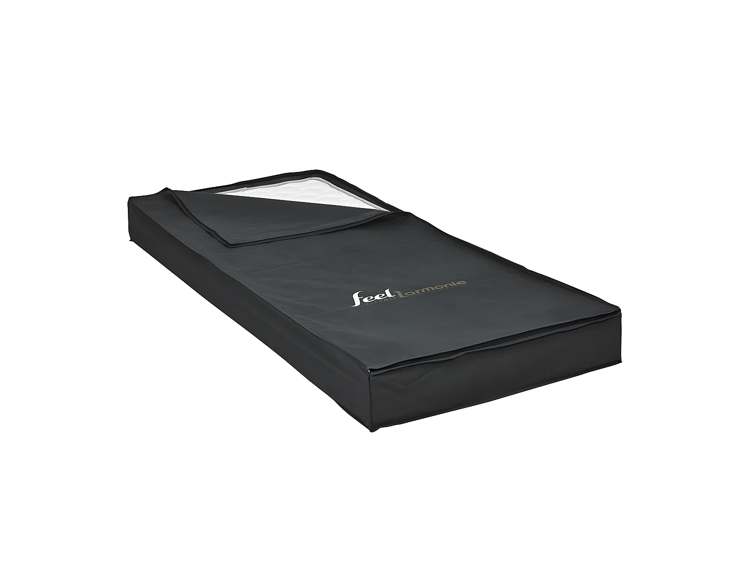 Housse de rangement de matelas 90x190 cm tissu noir SOMNUM