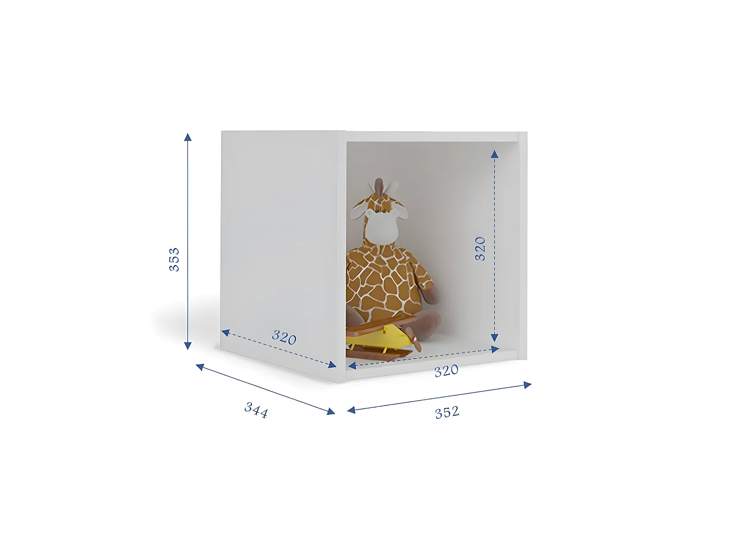 Casier de rangement 1 case  panneaux de fibres blanc TIMEUS