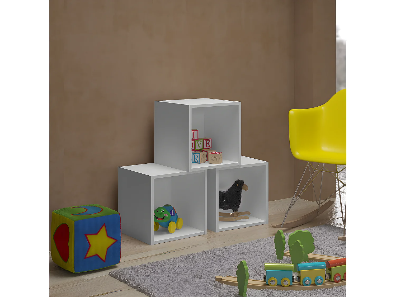 Casier de rangement 1 case  panneaux de fibres blanc TIMEUS