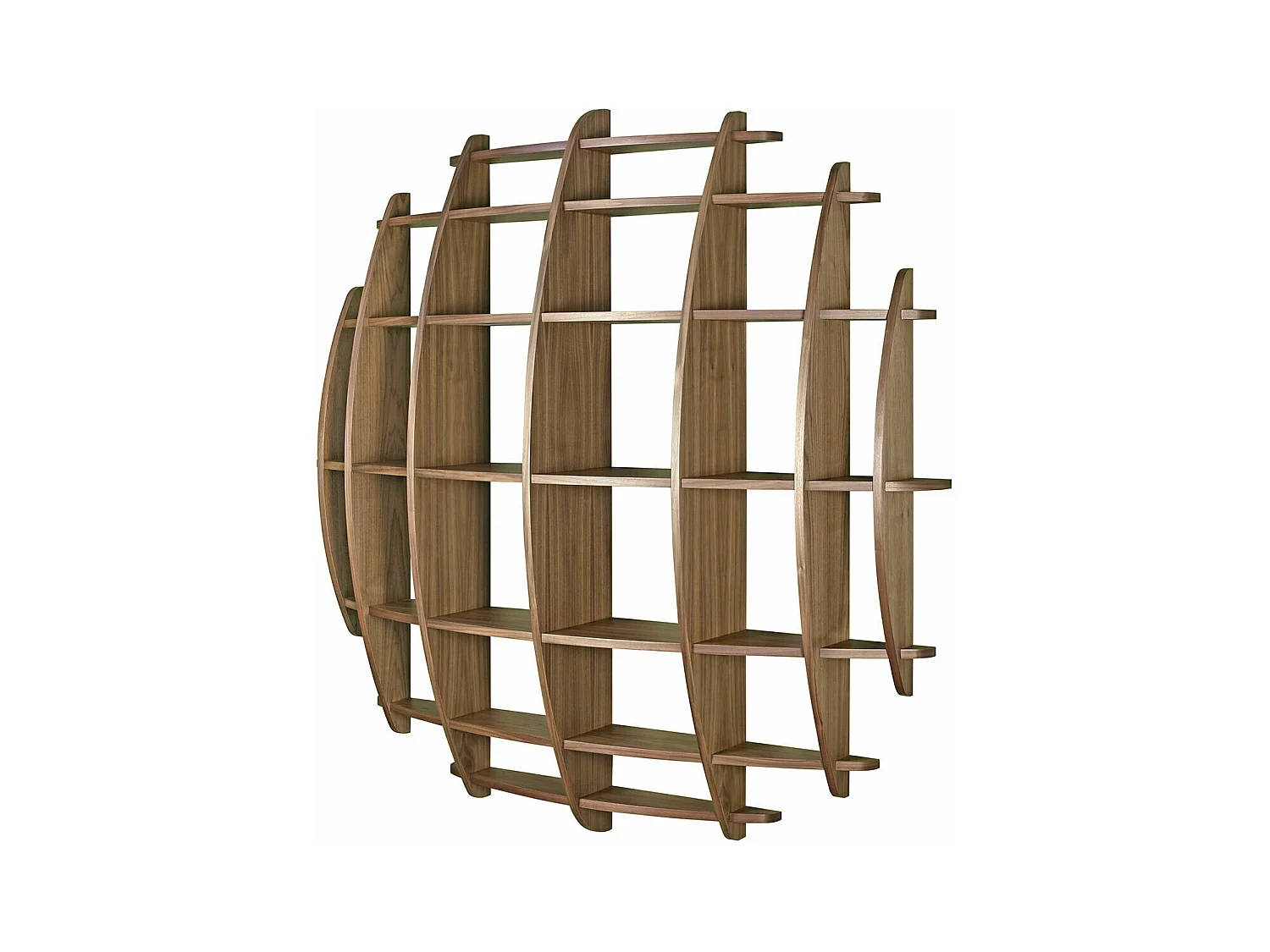 Etagère murale Demi lune  panneaux de fibres plaquage noyer DEVA