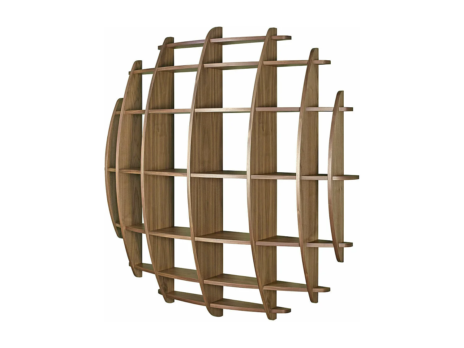 Etagère murale Demi lune  panneaux de fibres plaquage noyer DEVA