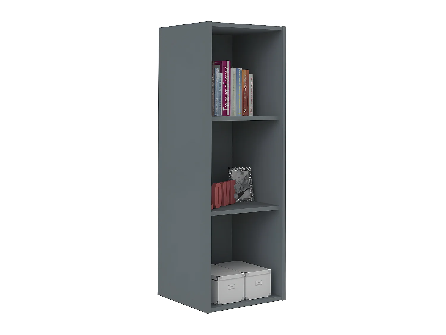 Casier de rangement 3 cases  panneaux de fibres gris TIMEUS
