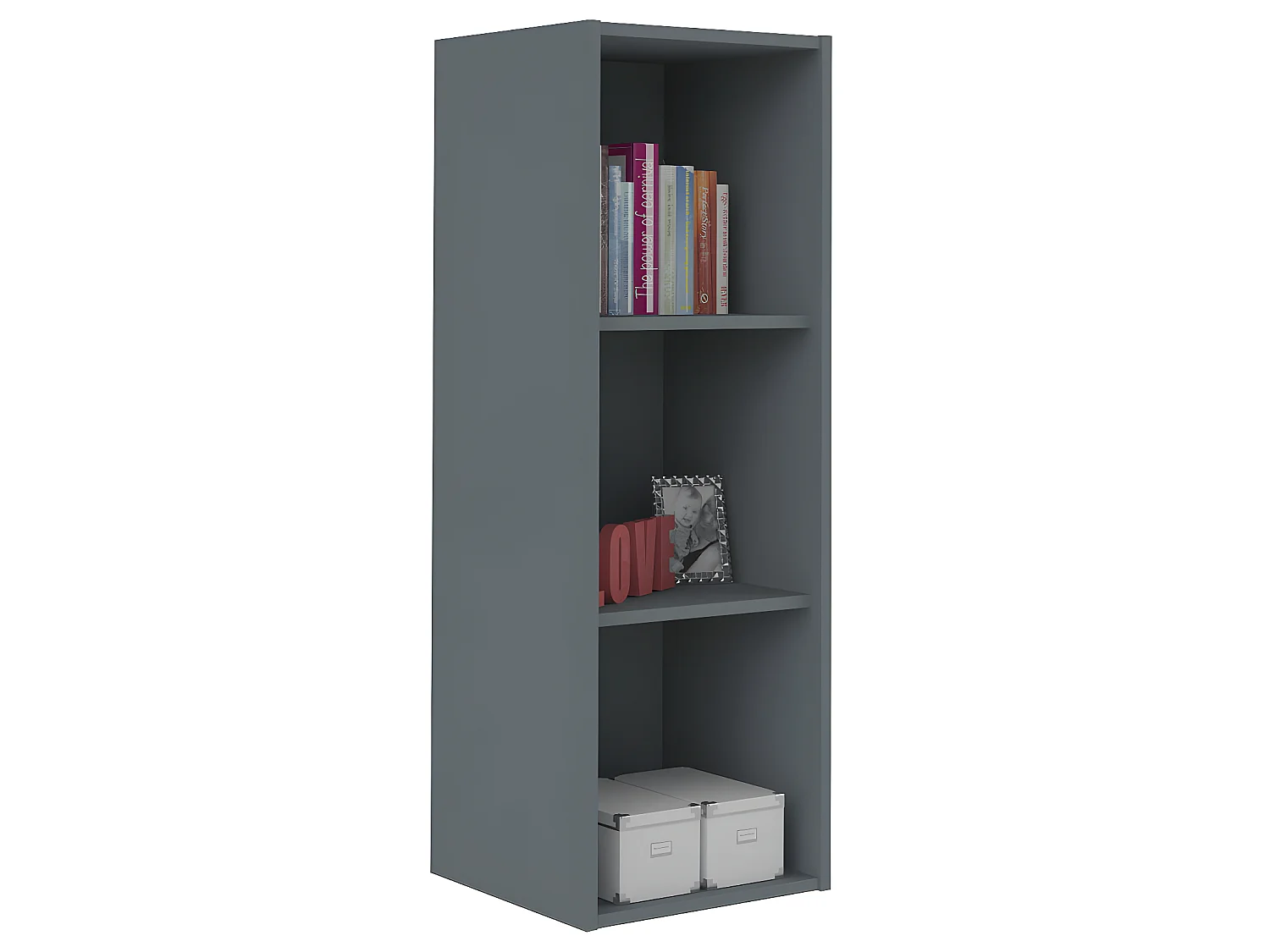 Casier de rangement 3 cases  panneaux de fibres gris TIMEUS