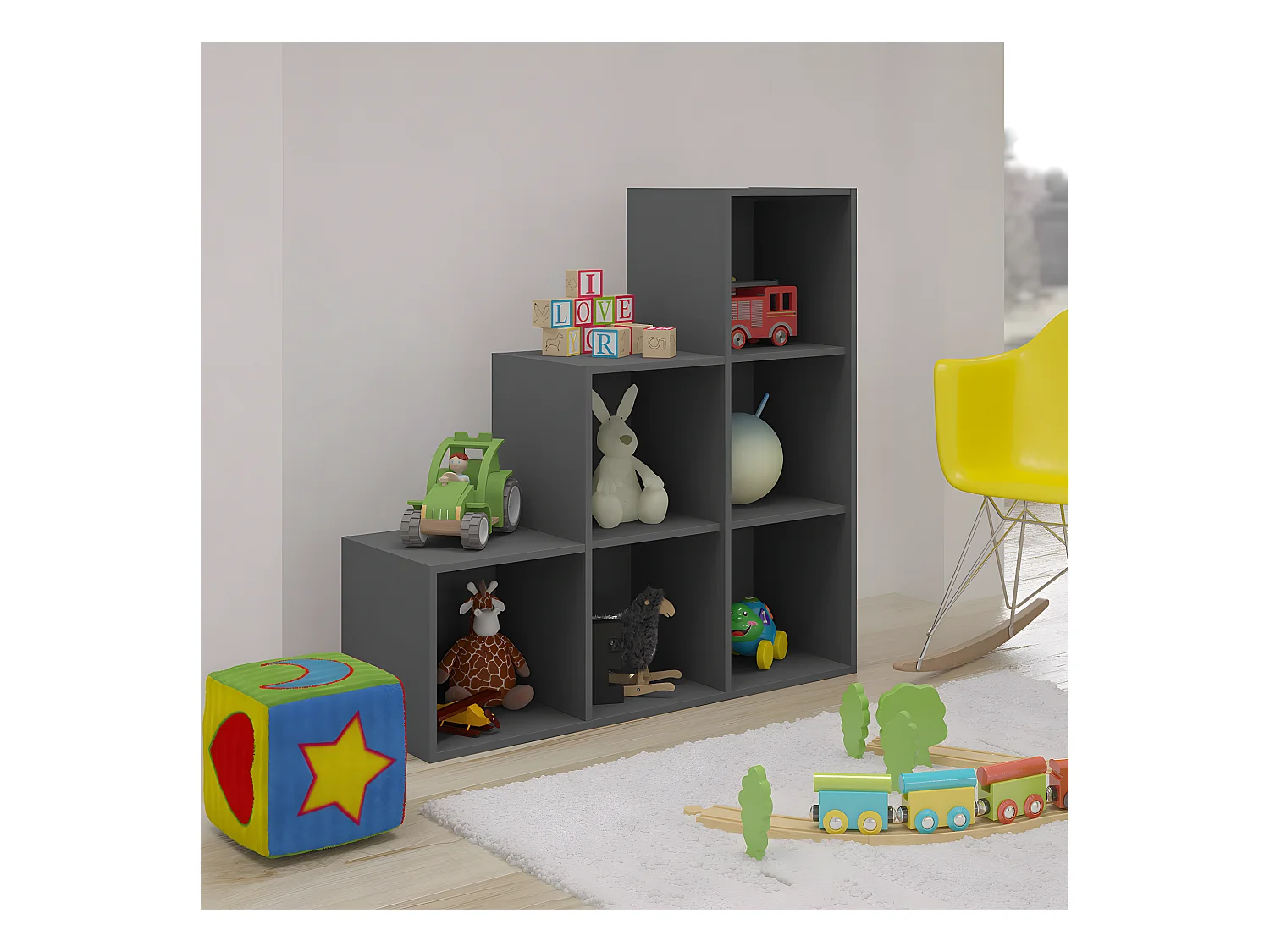 Casier de rangement Escalier  panneaux de fibres gris TIMEUS