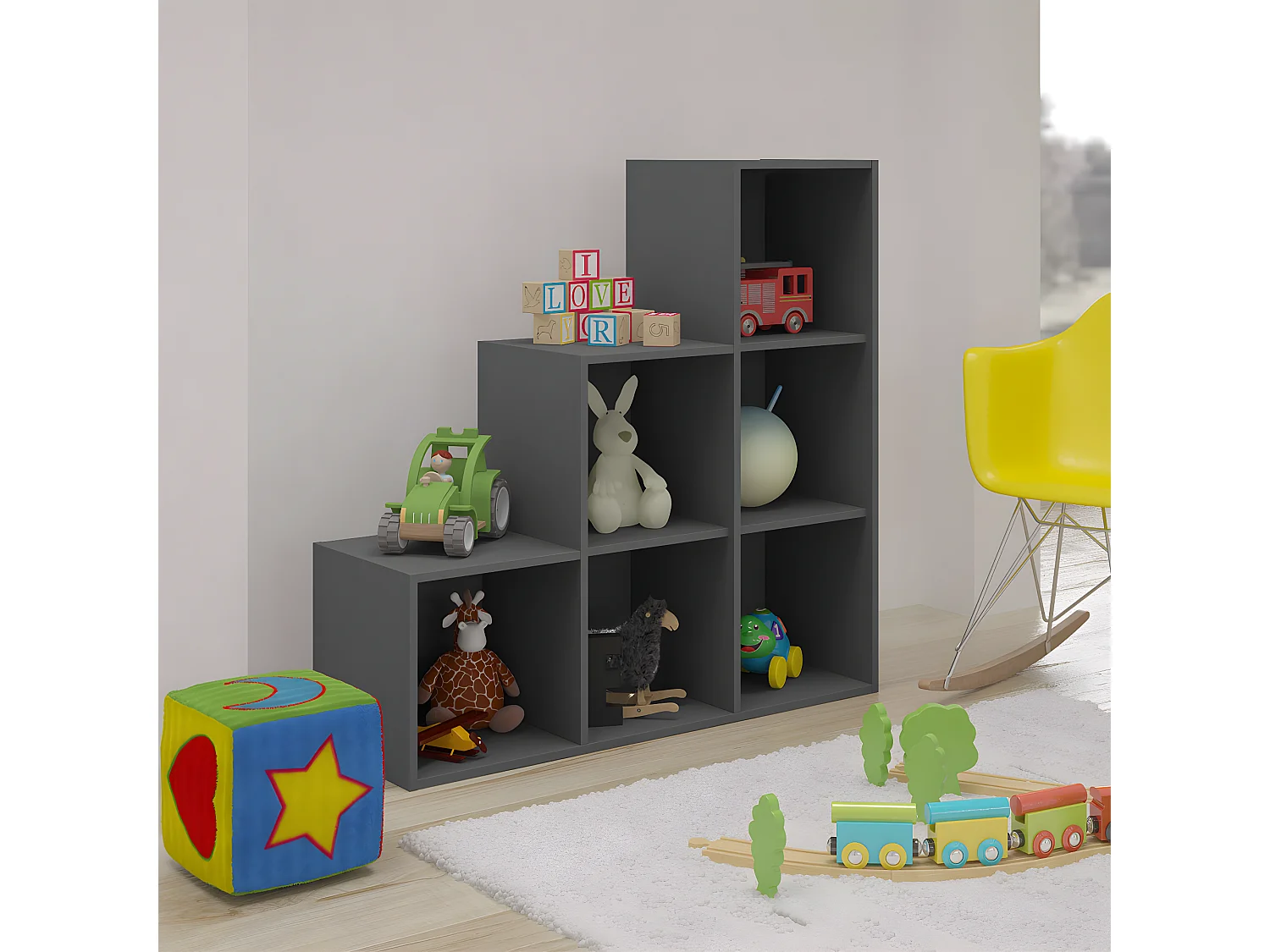 Casier de rangement Escalier  panneaux de fibres gris TIMEUS