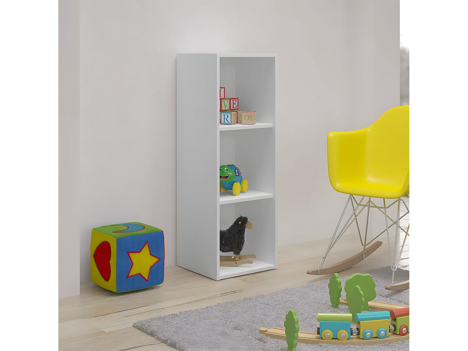 Casier de rangement 3 cases  panneaux de fibres blanc TIMEUS