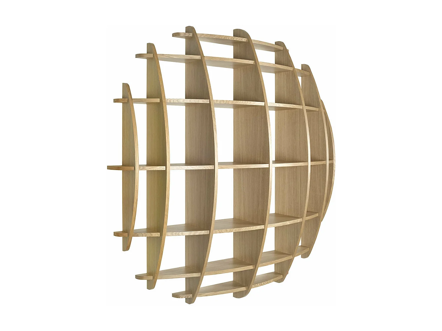 Etagère murale Demi lune  panneaux de fibres plaquage chêne DEVA