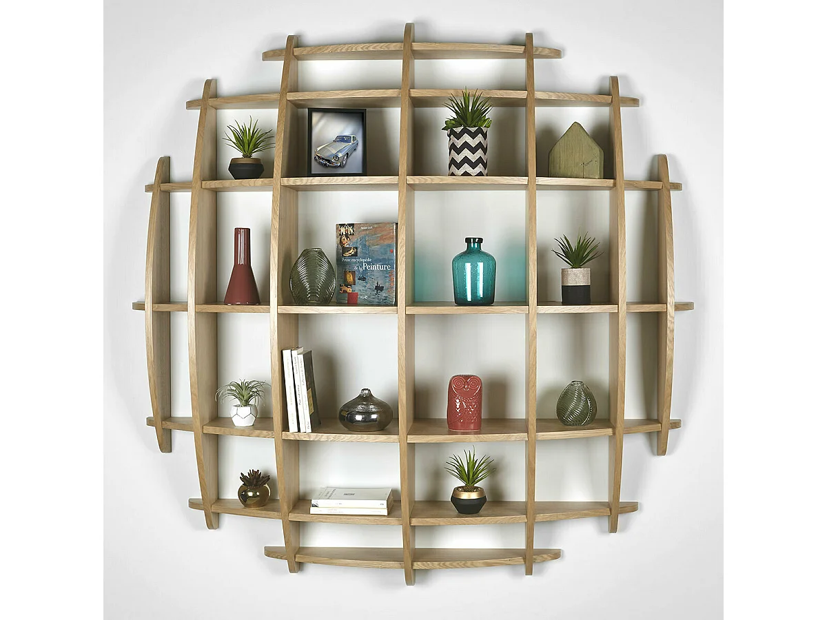 Etagère murale Demi lune  panneaux de fibres plaquage chêne DEVA