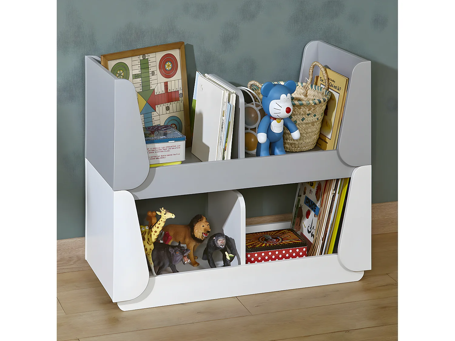 Etagere empilable  panneaux de fibres gris PIKI