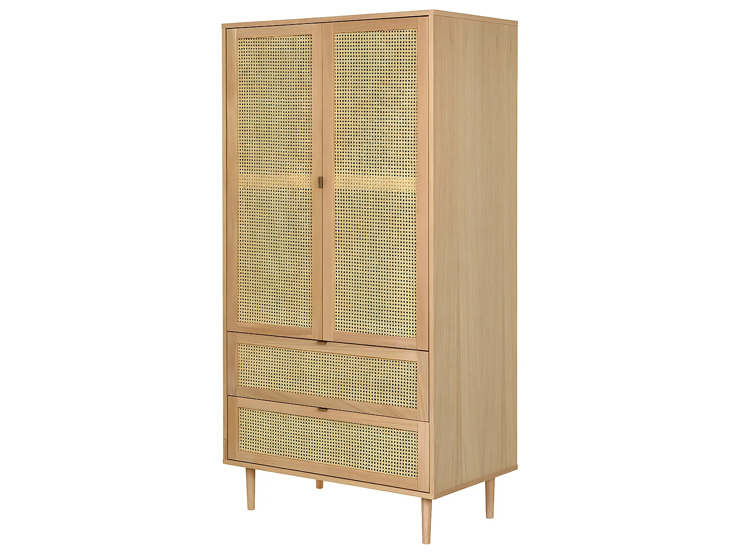 Armoire 2 portes et 2 tiroirs 194 cm bois massif bois naturel STELLA