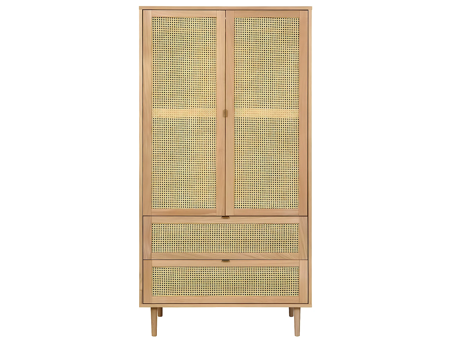 Armoire 2 portes et 2 tiroirs 194 cm bois massif bois naturel STELLA
