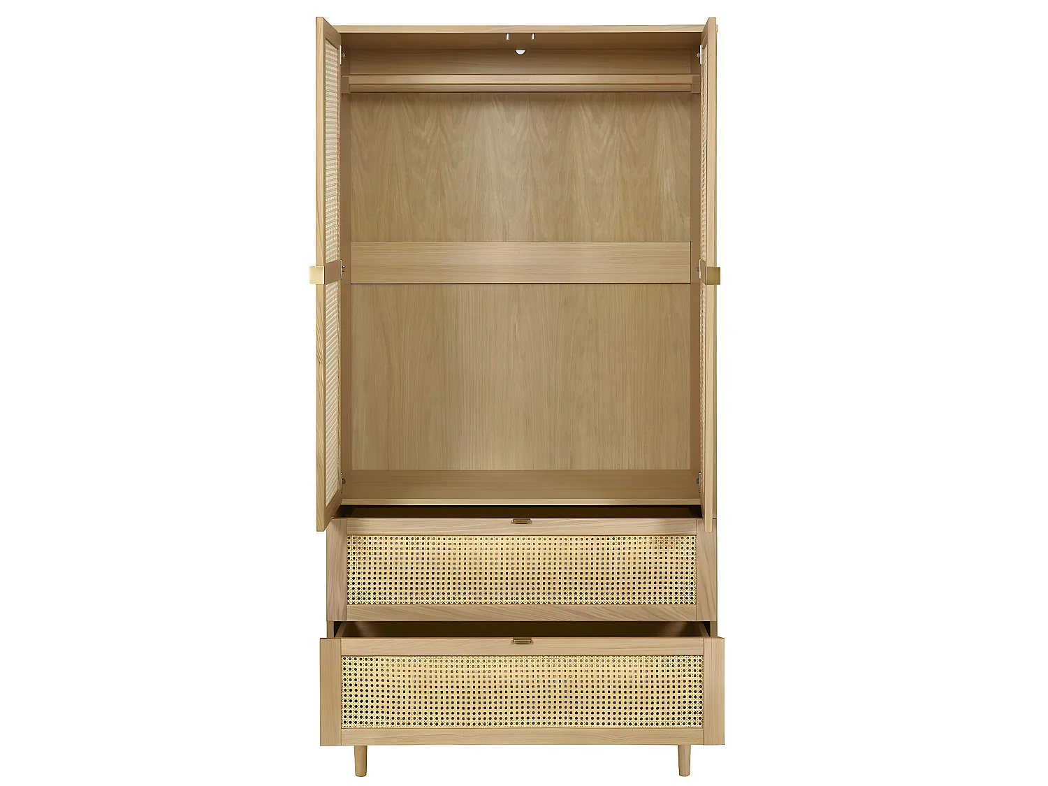 Armoire 2 portes et 2 tiroirs 194 cm bois massif bois naturel STELLA